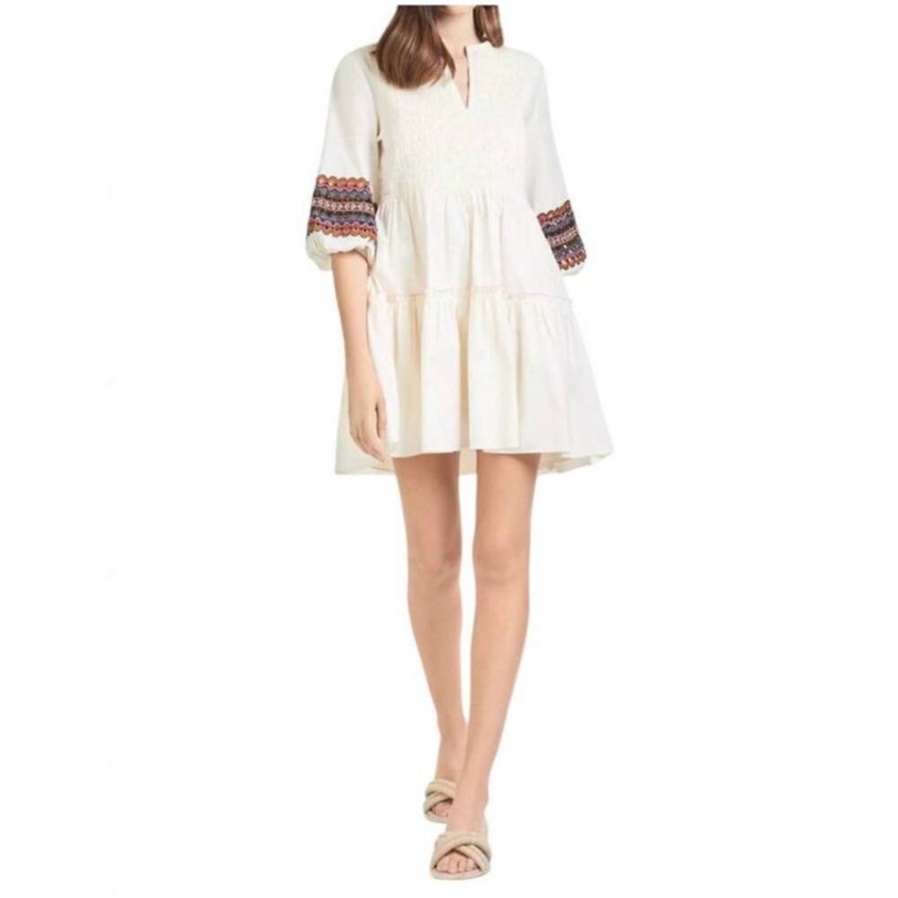 Sachin + Babi Size XL NWT Ivory Boho Coco Cotton Mini Dress